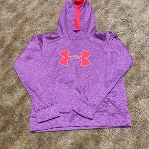 Under Armour Heathered Purple Hoodie with Red Accent